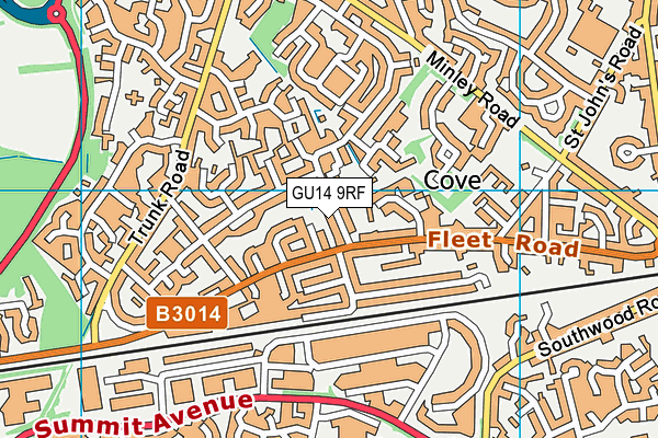 GU14 9RF map - OS VectorMap District (Ordnance Survey)