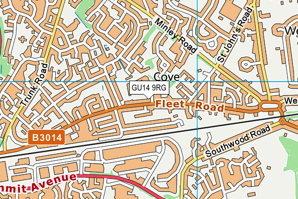 GU14 9RG map - OS VectorMap District (Ordnance Survey)