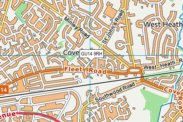 GU14 9RH map - OS VectorMap District (Ordnance Survey)