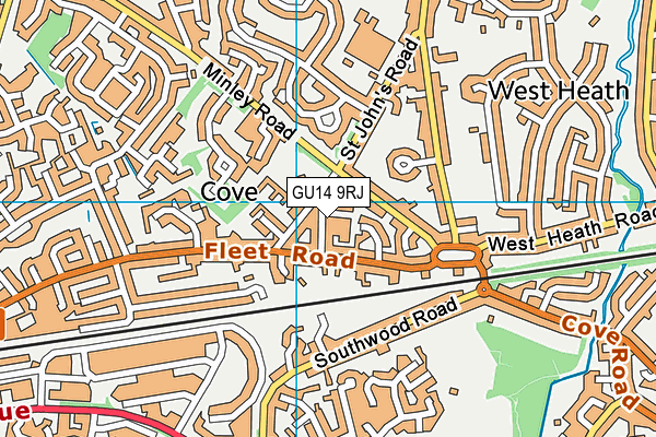 GU14 9RJ map - OS VectorMap District (Ordnance Survey)