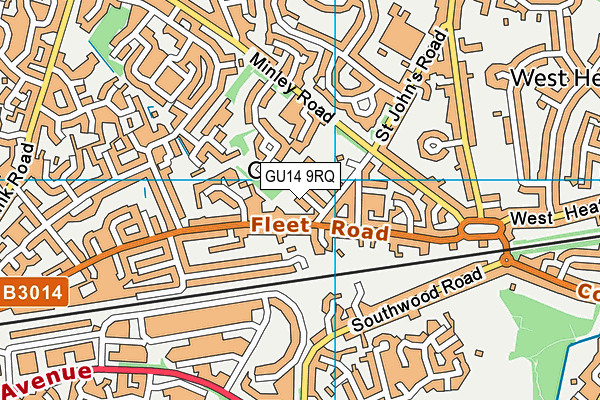 GU14 9RQ map - OS VectorMap District (Ordnance Survey)