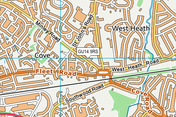 GU14 9RS map - OS VectorMap District (Ordnance Survey)