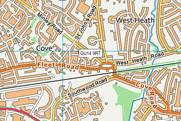 GU14 9RT map - OS VectorMap District (Ordnance Survey)