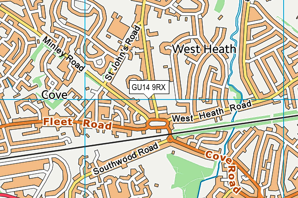 GU14 9RX map - OS VectorMap District (Ordnance Survey)