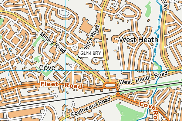 GU14 9RY map - OS VectorMap District (Ordnance Survey)