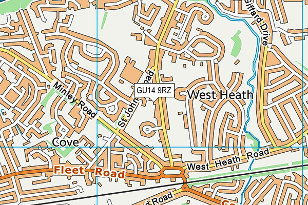 GU14 9RZ map - OS VectorMap District (Ordnance Survey)