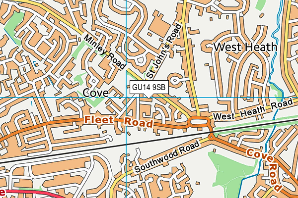 GU14 9SB map - OS VectorMap District (Ordnance Survey)