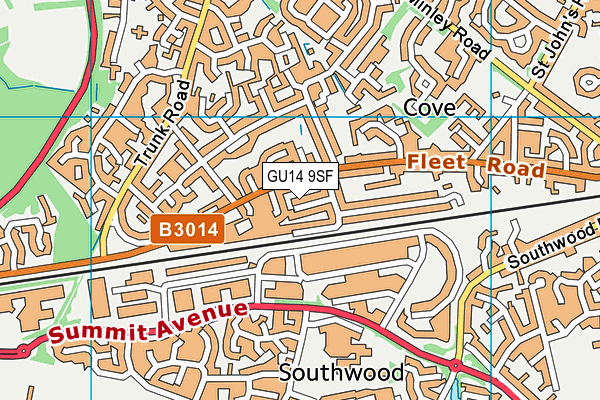 GU14 9SF map - OS VectorMap District (Ordnance Survey)