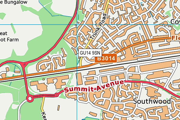 GU14 9SN map - OS VectorMap District (Ordnance Survey)
