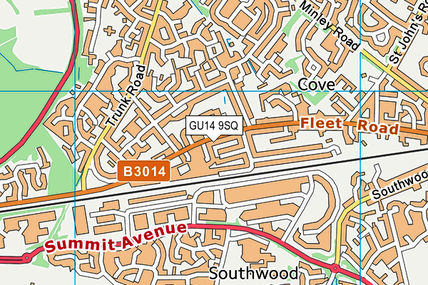 GU14 9SQ map - OS VectorMap District (Ordnance Survey)