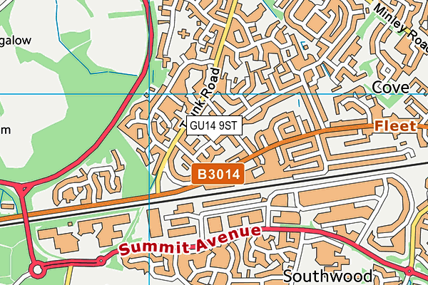 GU14 9ST map - OS VectorMap District (Ordnance Survey)