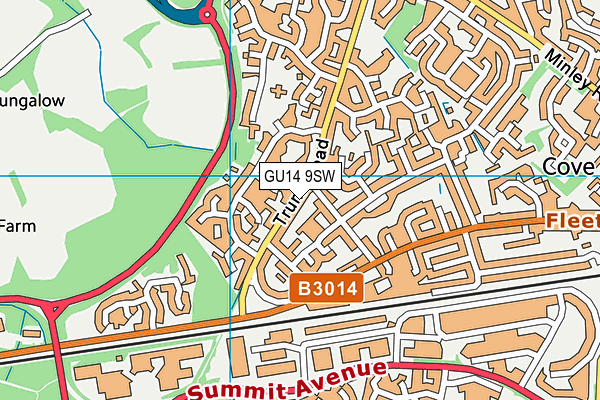 GU14 9SW map - OS VectorMap District (Ordnance Survey)