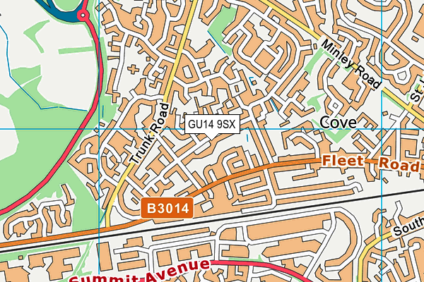 GU14 9SX map - OS VectorMap District (Ordnance Survey)