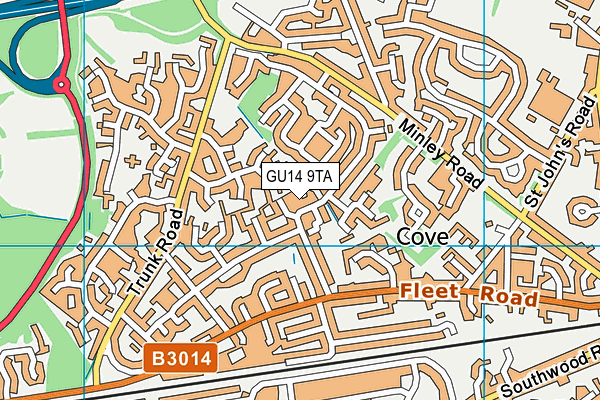 GU14 9TA map - OS VectorMap District (Ordnance Survey)
