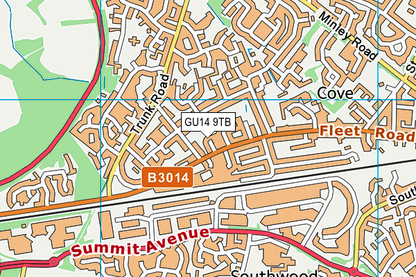 GU14 9TB map - OS VectorMap District (Ordnance Survey)