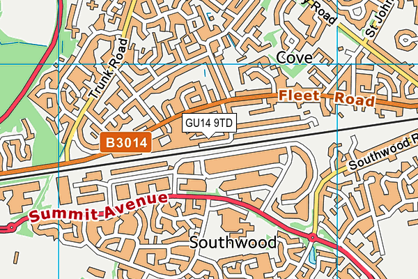 GU14 9TD map - OS VectorMap District (Ordnance Survey)