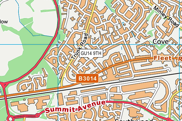 GU14 9TH map - OS VectorMap District (Ordnance Survey)