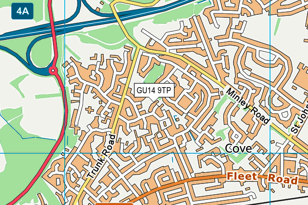 GU14 9TP map - OS VectorMap District (Ordnance Survey)