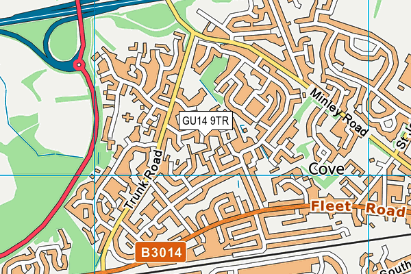 GU14 9TR map - OS VectorMap District (Ordnance Survey)
