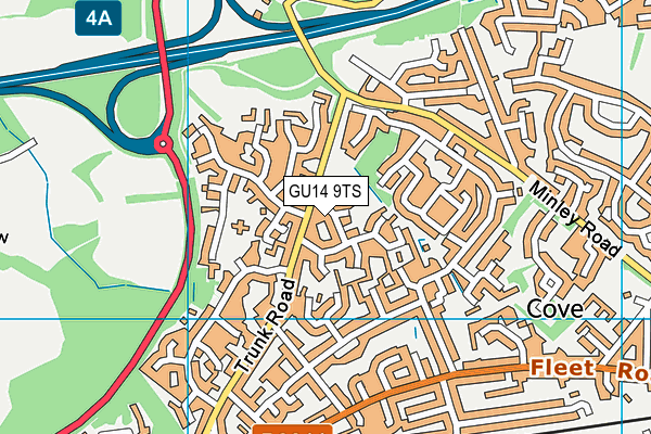 GU14 9TS map - OS VectorMap District (Ordnance Survey)