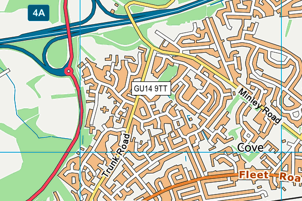 GU14 9TT map - OS VectorMap District (Ordnance Survey)