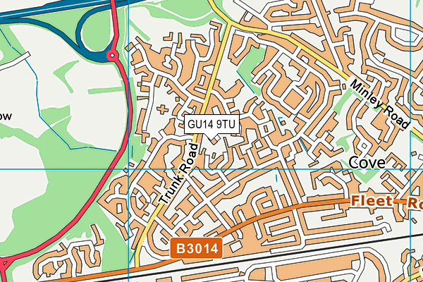 GU14 9TU map - OS VectorMap District (Ordnance Survey)