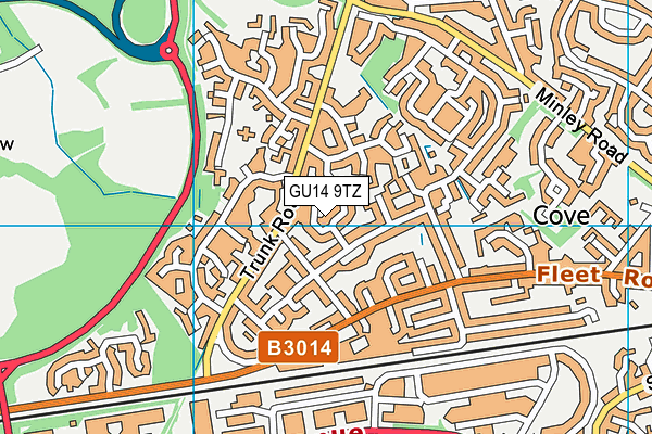 GU14 9TZ map - OS VectorMap District (Ordnance Survey)