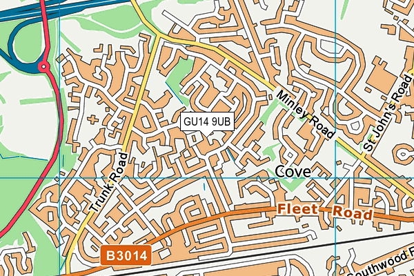 GU14 9UB map - OS VectorMap District (Ordnance Survey)