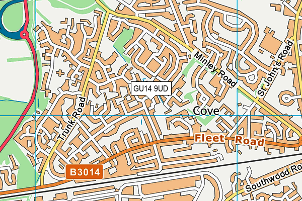 GU14 9UD map - OS VectorMap District (Ordnance Survey)