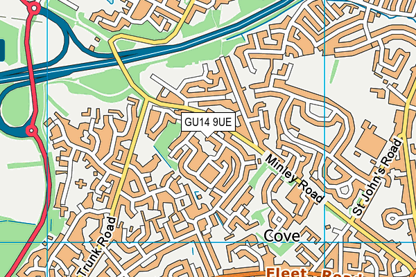 GU14 9UE map - OS VectorMap District (Ordnance Survey)