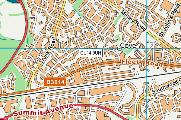 GU14 9UH map - OS VectorMap District (Ordnance Survey)