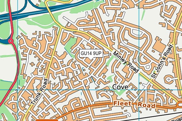 GU14 9UP map - OS VectorMap District (Ordnance Survey)