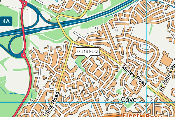 GU14 9UQ map - OS VectorMap District (Ordnance Survey)