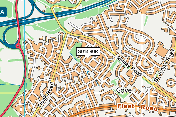 GU14 9UR map - OS VectorMap District (Ordnance Survey)