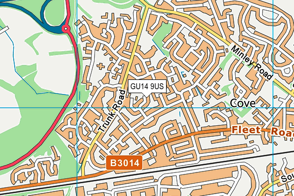 GU14 9US map - OS VectorMap District (Ordnance Survey)
