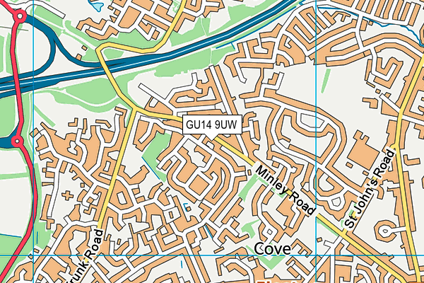 GU14 9UW map - OS VectorMap District (Ordnance Survey)
