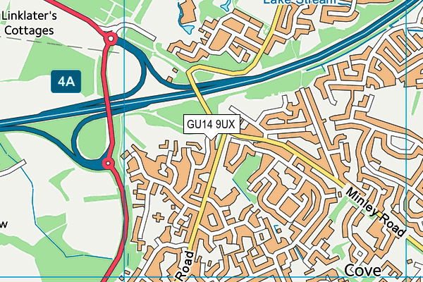 GU14 9UX map - OS VectorMap District (Ordnance Survey)