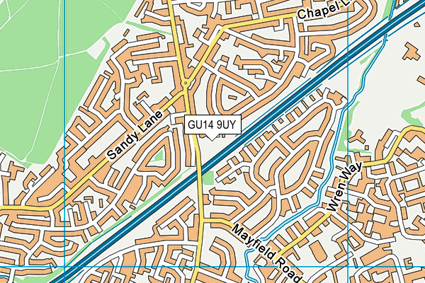GU14 9UY map - OS VectorMap District (Ordnance Survey)