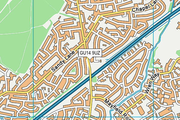 GU14 9UZ map - OS VectorMap District (Ordnance Survey)