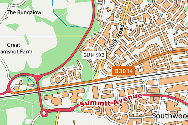 GU14 9XB map - OS VectorMap District (Ordnance Survey)