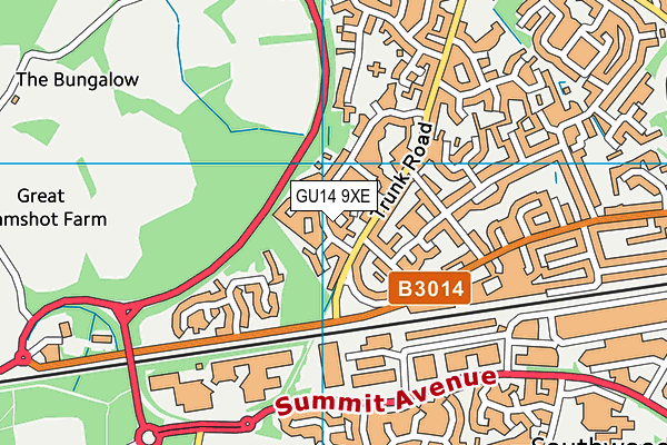 GU14 9XE map - OS VectorMap District (Ordnance Survey)