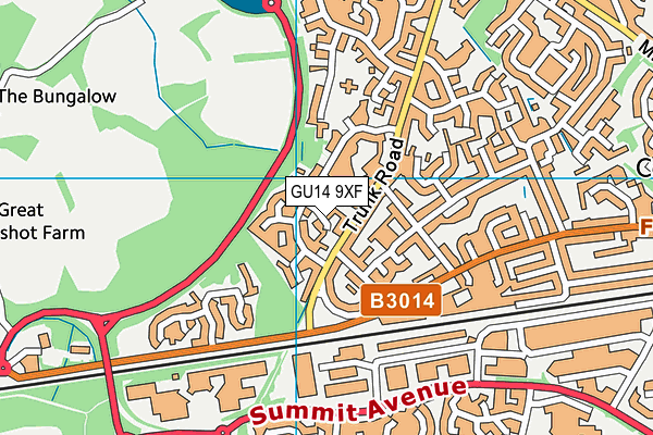 GU14 9XF map - OS VectorMap District (Ordnance Survey)