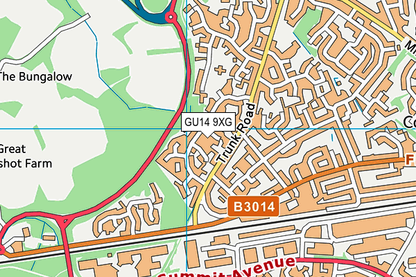 GU14 9XG map - OS VectorMap District (Ordnance Survey)