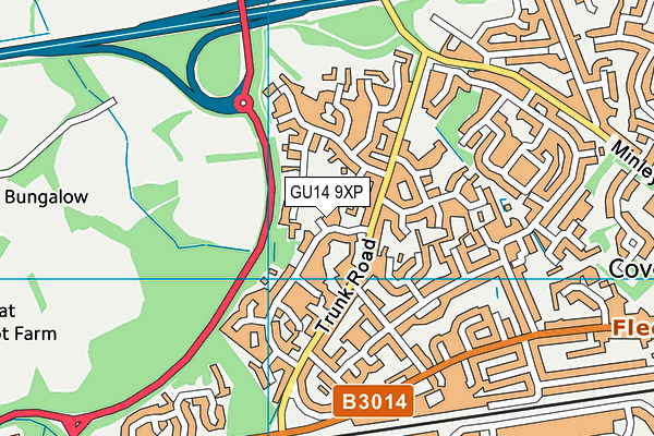 GU14 9XP map - OS VectorMap District (Ordnance Survey)