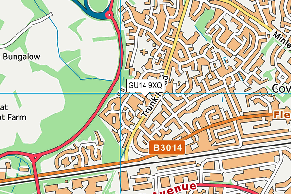 GU14 9XQ map - OS VectorMap District (Ordnance Survey)