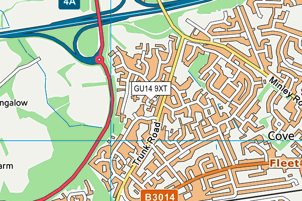 GU14 9XT map - OS VectorMap District (Ordnance Survey)