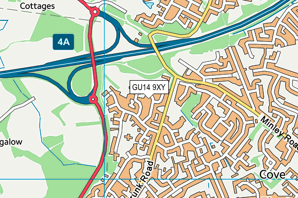 GU14 9XY map - OS VectorMap District (Ordnance Survey)