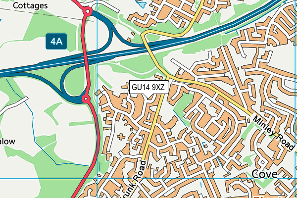 GU14 9XZ map - OS VectorMap District (Ordnance Survey)