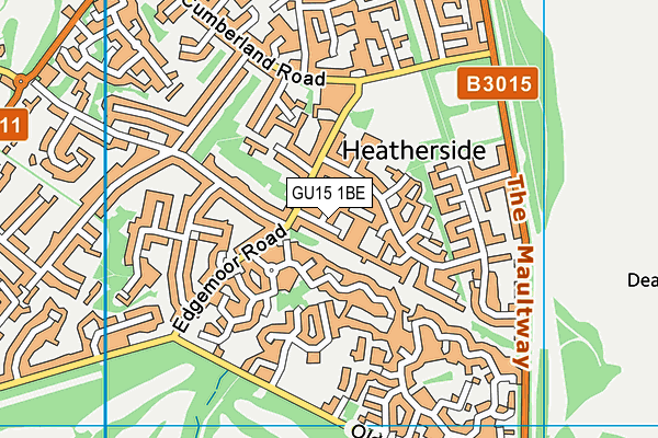GU15 1BE map - OS VectorMap District (Ordnance Survey)