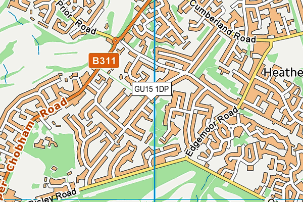 GU15 1DP map - OS VectorMap District (Ordnance Survey)